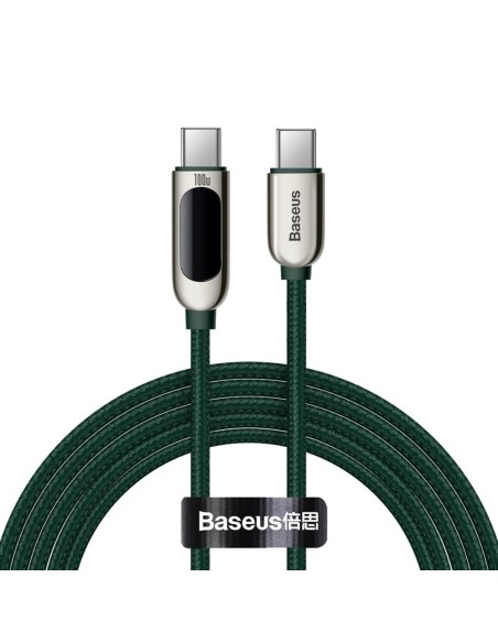 USB-C laidas 100W 5A Maitinimo tiekimas su energijos matuoklio ekranu 2m žalias USB-C laidas 100W 5A Maitinimo tiekimas su energijos matuoklio ekranu 2m žalias