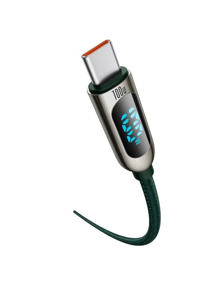 USB-C laidas 100W 5A Maitinimo tiekimas su energijos matuoklio ekranu 2m žalias USB-C laidas 100W 5A Maitinimo tiekimas su energijos matuoklio ekranu 2m žalias
