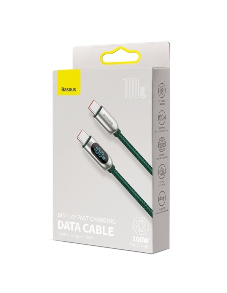 USB-C laidas 100W 5A Maitinimo tiekimas su energijos matuoklio ekranu 2m žalias USB-C laidas 100W 5A Maitinimo tiekimas su energijos matuoklio ekranu 2m žalias