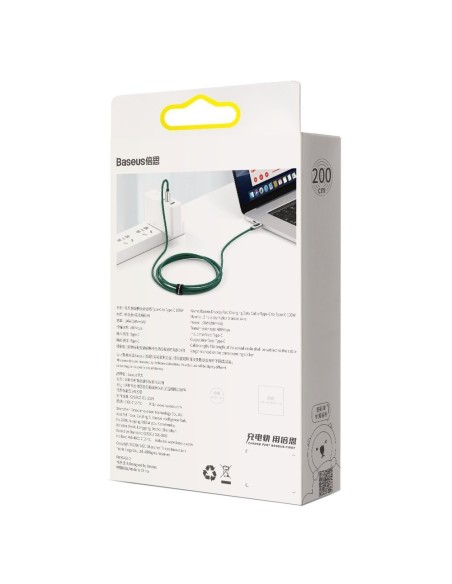 USB-C laidas 100W 5A Maitinimo tiekimas su energijos matuoklio ekranu 2m žalias USB-C laidas 100W 5A Maitinimo tiekimas su energijos matuoklio ekranu 2m žalias