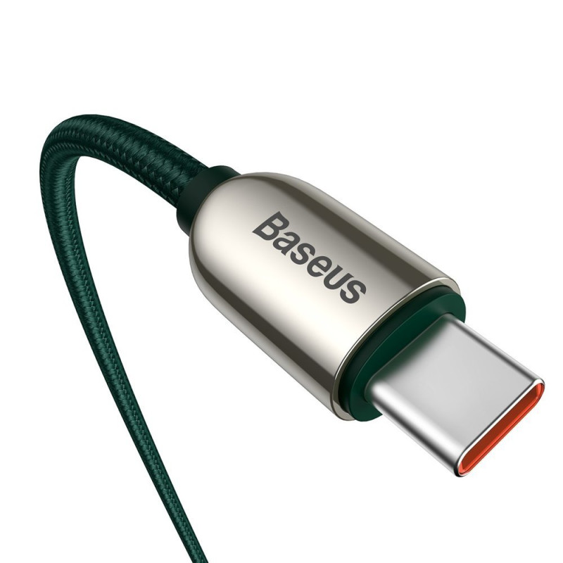 USB-C laidas 100W 5A Maitinimo tiekimas su energijos matuoklio ekranu 2m žalias