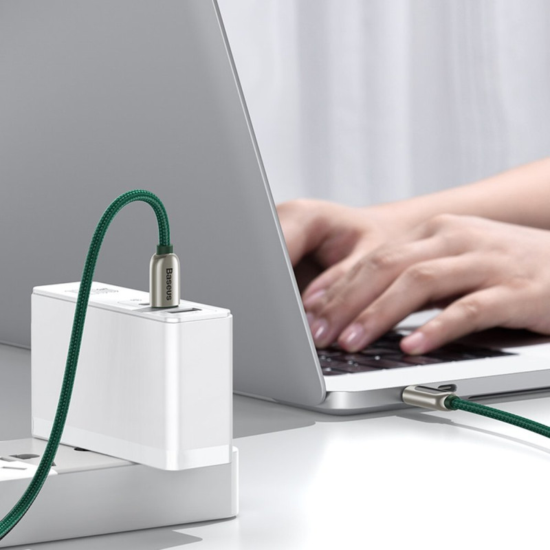 USB-C laidas 100W 5A Maitinimo tiekimas su energijos matuoklio ekranu 2m žalias
