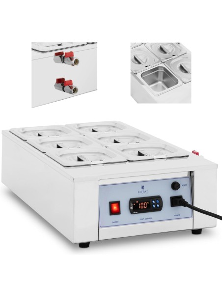 Elektrinis padažo šokoladinis šildytuvas 6 x 1,5 l 1500 W Elektrinis padažo šokoladinis šildytuvas 6 x 1,5 l 1500 W