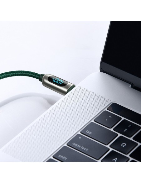 USB-C laidas 100W 5A Maitinimo tiekimas su energijos matuoklio ekranu 2m žalias USB-C laidas 100W 5A Maitinimo tiekimas su energijos matuoklio ekranu 2m žalias