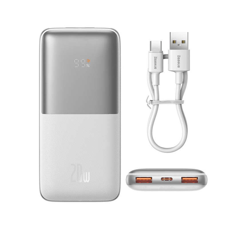Powerbank Bipow Pro 10000mAh 20W su USB kabeliu USB-C 3A 0,3m balta Powerbank Bipow Pro 10000mAh 20W su USB kabeliu USB-C 3A 0,3m balta