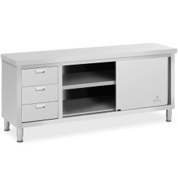 Centrinis stalviršis su stumdomų durų spintele ir 3 stalčiais 200 x 60 x 85 cm