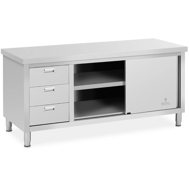 Stalas su centriniu stalviršiu su stumdomų durų spintele ir 3 stalčiais 180 x 70 x 85 cm