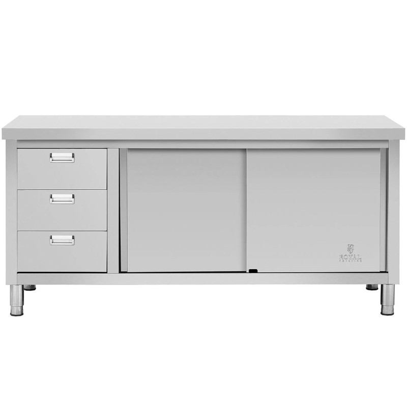 Stalas su centriniu stalviršiu su stumdomų durų spintele ir 3 stalčiais 180 x 70 x 85 cm