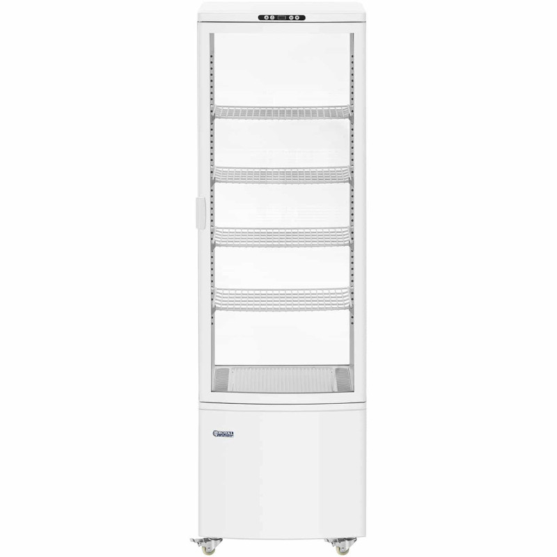 Įstiklinta šaldytuvo vitrina su 4 lentynomis 238 l - balta