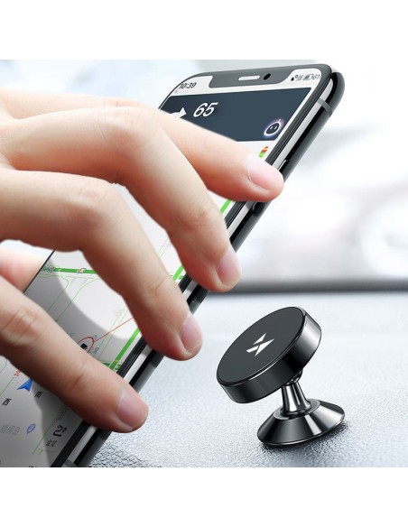 Magnetinis automobilinis telefono laikiklis prietaisų skydeliui 360 juodas