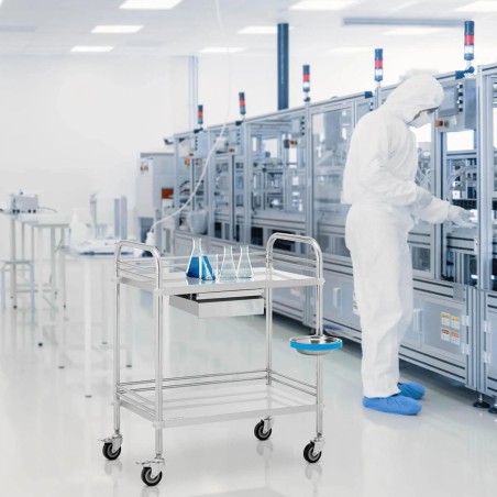 Kosmetinio gydymo laboratorinis vežimėlis STEEL 2 lentynos 1 stalčius 72 x 44 x 86 cm 20 kg Kosmetinio gydymo laboratorinis vežimėlis STEEL 2 lentynos 1 stalčius 72 x 44 x 86 cm 20 kg