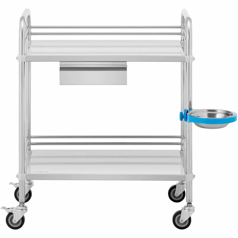 Kosmetinio gydymo laboratorinis vežimėlis STEEL 2 lentynos 1 stalčius 72 x 44 x 86 cm 20 kg