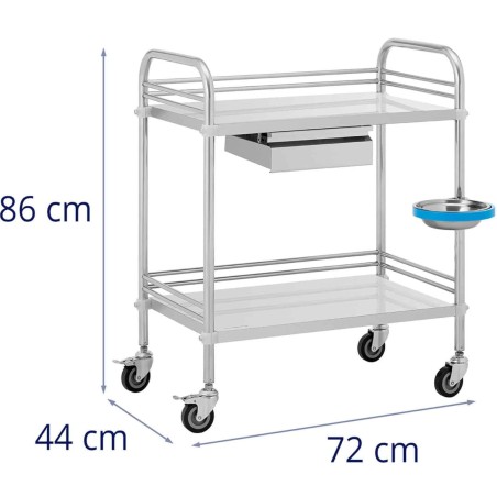 Kosmetinio gydymo laboratorinis vežimėlis STEEL 2 lentynos 1 stalčius 72 x 44 x 86 cm 20 kg Kosmetinio gydymo laboratorinis vežimėlis STEEL 2 lentynos 1 stalčius 72 x 44 x 86 cm 20 kg