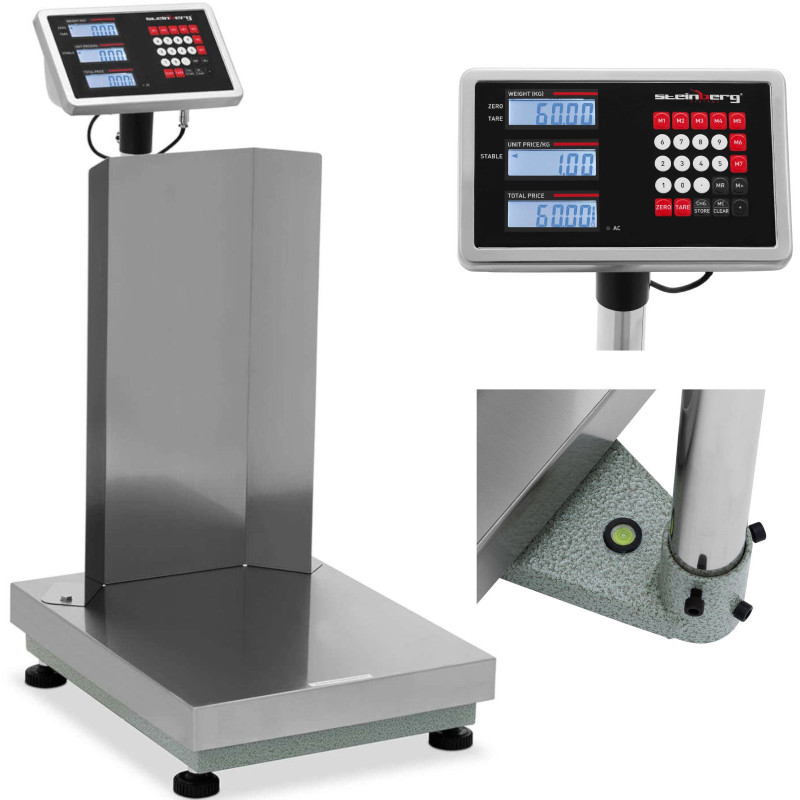 Sandėliavimo platforminės svarstyklės su atlošu 40 x 50 cm LCD 60 kg / 0,005 kg Sandėliavimo platforminės svarstyklės su atlošu 40 x 50 cm LCD 60 kg / 0,005 kg