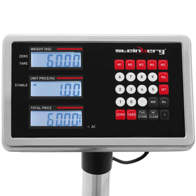 Sandėliavimo platforminės svarstyklės su atlošu 40 x 50 cm LCD 60 kg / 0,005 kg