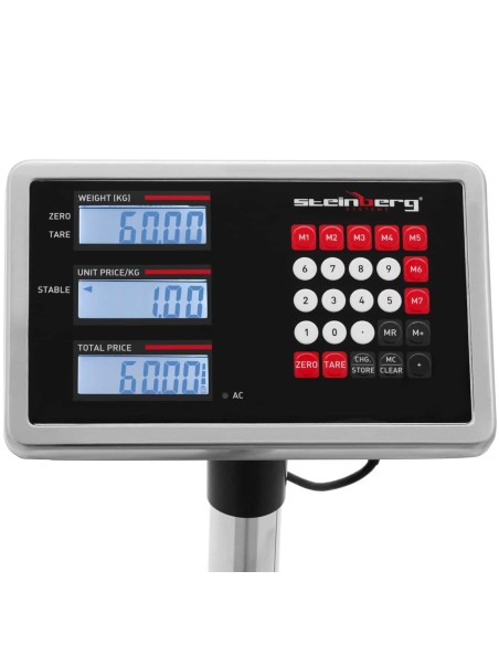 Sandėliavimo platforminės svarstyklės su atlošu 40 x 50 cm LCD 60 kg / 0,005 kg