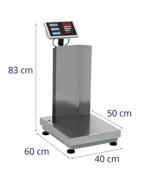 Sandėliavimo platforminės svarstyklės su atlošu 40 x 50 cm LCD 60 kg / 0,005 kg