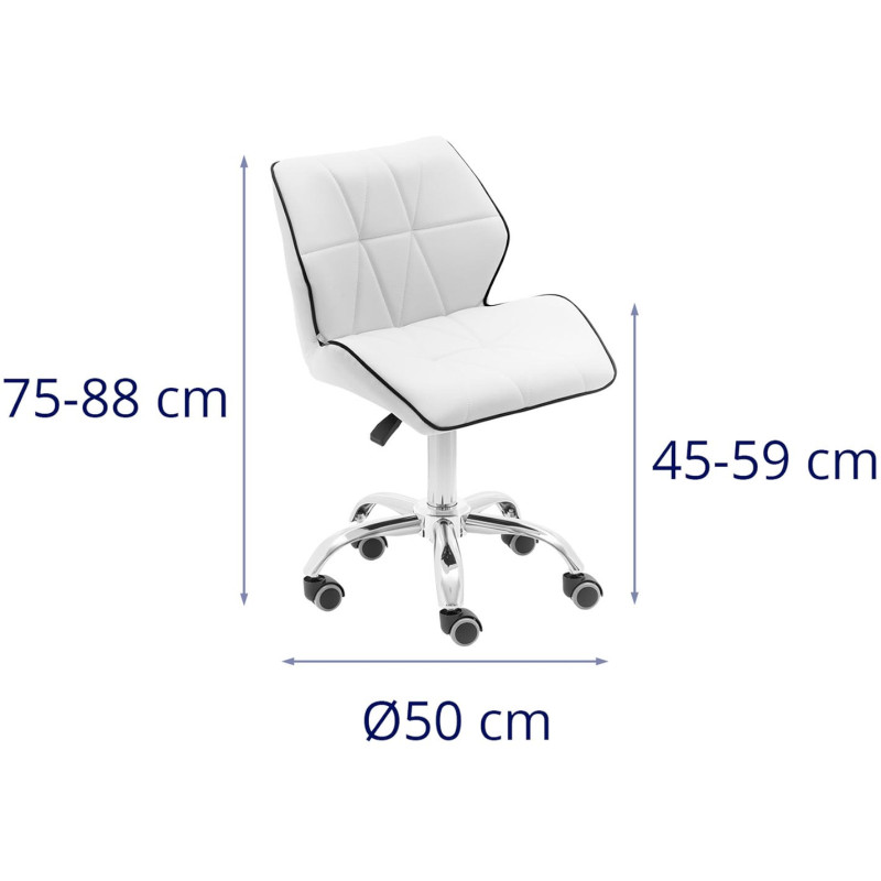 Kosmetinė pasukama kėdė su atlošu ant ratukų 45-59 cm ELGG - balta