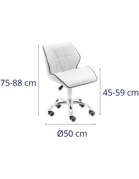 Kosmetinė pasukama kėdė su atlošu ant ratukų 45-59 cm ELGG - balta Kosmetinė pasukama kėdė su atlošu ant ratukų 45-59 cm ELGG - balta