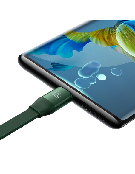 Ištraukiamas laidas 3in1 USB microUSB + iPhone Lightning + USB-C 66W 1,1m žalias Ištraukiamas laidas 3in1 USB microUSB + iPhone Lightning + USB-C 66W 1,1m žalias