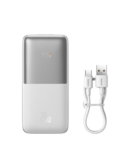 Powerbank Bipow Pro 10000mAh 20W su USB kabeliu USB-C 3A 0,3m balta