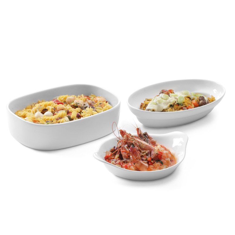 Apvali kepimo indas su rankenomis 185x152mm kreminis porcelianas - Hendi 785904