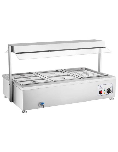 Bain marie laisvai pastatomas vandens šildytuvas su čiaupu 6 x GN 150mm 55L Royal Catering Bain marie laisvai pastatomas vandens šildytuvas su čiaupu 6 x GN 150mm 55L Royal Catering