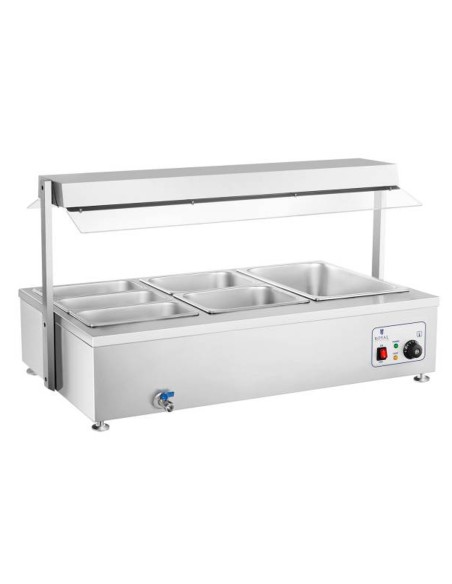 Bain marie laisvai pastatomas vandens šildytuvas su čiaupu 6 x GN 150mm 55L Royal Catering Bain marie laisvai pastatomas vandens šildytuvas su čiaupu 6 x GN 150mm 55L Royal Catering