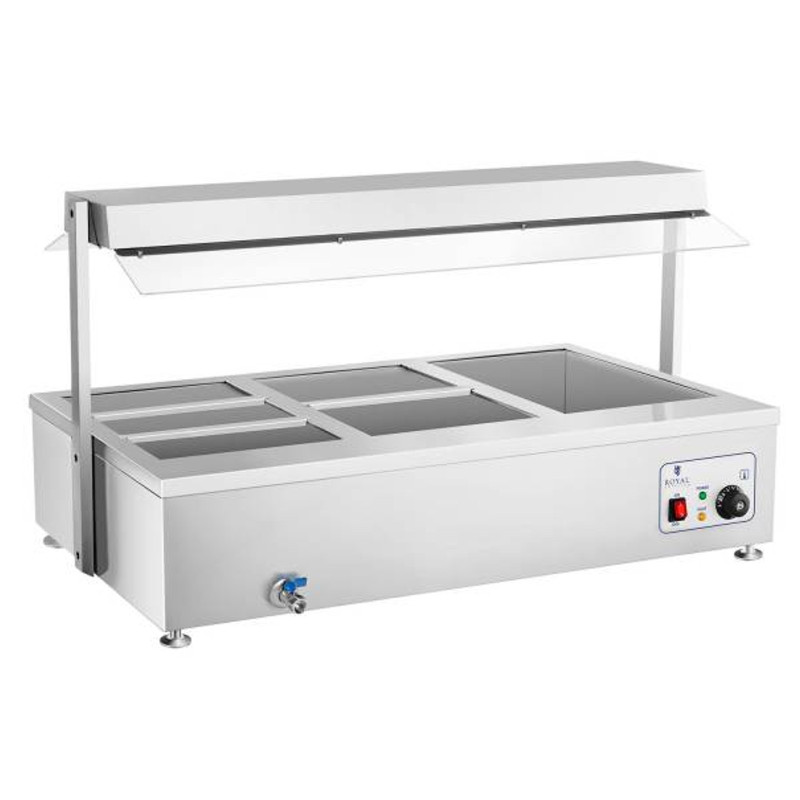 Bain marie laisvai pastatomas vandens šildytuvas su čiaupu 6 x GN 150mm 55L Royal Catering