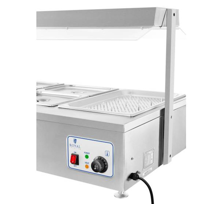 Bain marie laisvai pastatomas vandens šildytuvas su čiaupu 6 x GN 150mm 55L Royal Catering