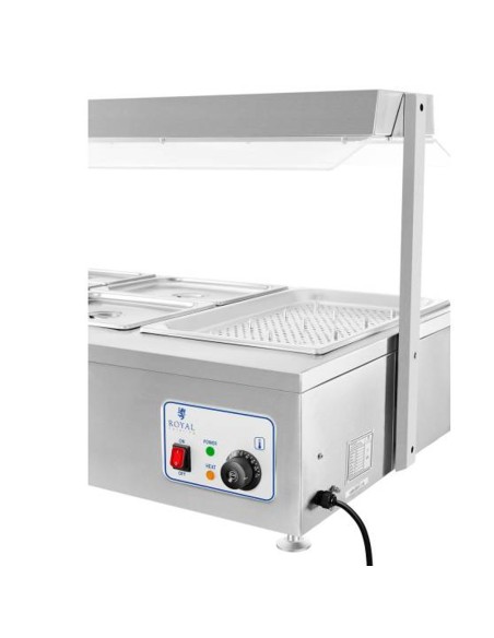 Bain marie laisvai pastatomas vandens šildytuvas su čiaupu 6 x GN 150mm 55L Royal Catering Bain marie laisvai pastatomas vandens šildytuvas su čiaupu 6 x GN 150mm 55L Royal Catering