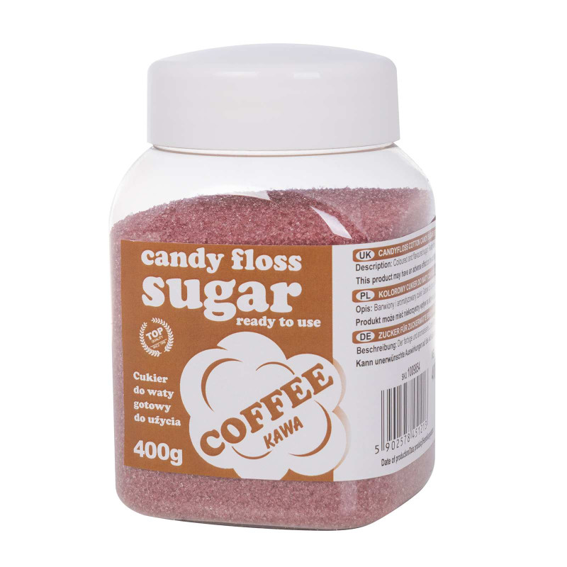 Spalvotas cukraus vatos rudos kavos skonio 400g Spalvotas cukraus vatos rudos kavos skonio 400g