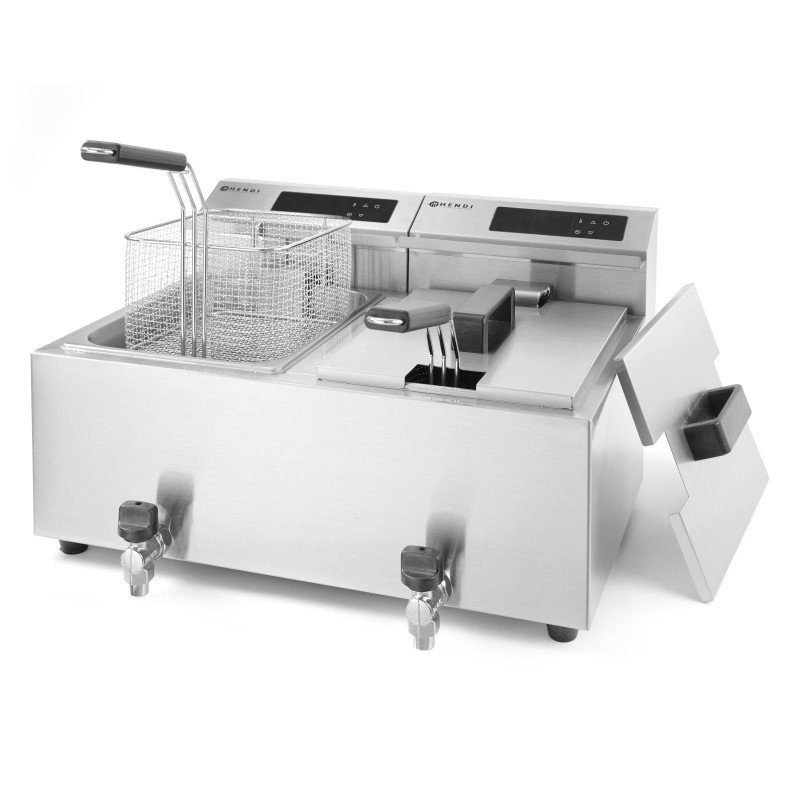 Mastercook skaitmeninė skydinė gruzdintuvė su čiaupu 2x8L 2x3500W