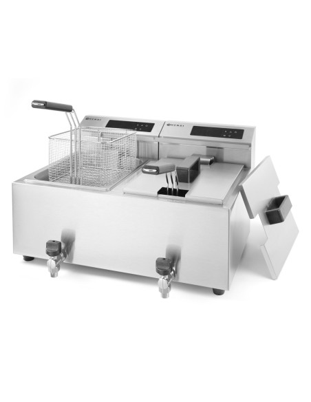 Mastercook skaitmeninė skydinė gruzdintuvė su čiaupu 2x8L 2x3500W Mastercook skaitmeninė skydinė gruzdintuvė su čiaupu 2x8L 2x3500W