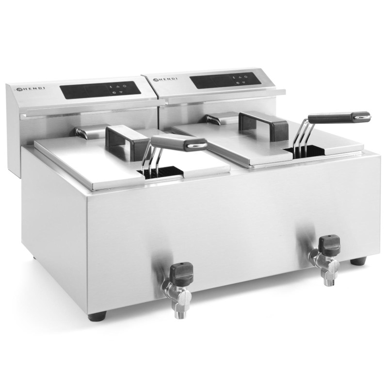 Mastercook skaitmeninė skydinė gruzdintuvė su čiaupu 2x8L 2x3500W