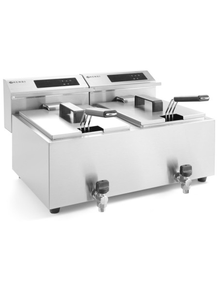 Mastercook skaitmeninė skydinė gruzdintuvė su čiaupu 2x8L 2x3500W Mastercook skaitmeninė skydinė gruzdintuvė su čiaupu 2x8L 2x3500W