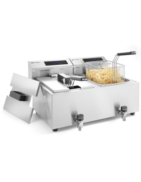 Mastercook skaitmeninė skydinė gruzdintuvė su čiaupu 2x8L 2x3500W Mastercook skaitmeninė skydinė gruzdintuvė su čiaupu 2x8L 2x3500W