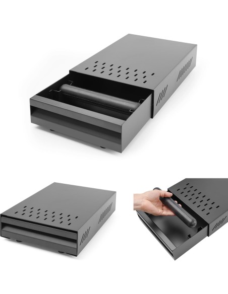 Kavos tirščių stalčius su kavos malūnėlio pagrindu