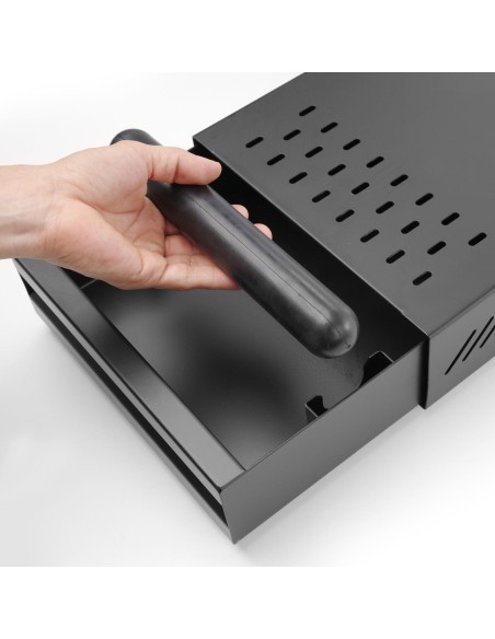 Kavos tirščių stalčius su kavos malūnėlio pagrindu