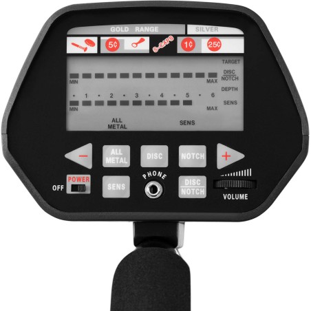 Metalo detektoriaus LCD diapazonas iki 18 cm skersmens. ritė 20,5 cm Metalo detektoriaus LCD diapazonas iki 18 cm skersmens. ritė 20,5 cm