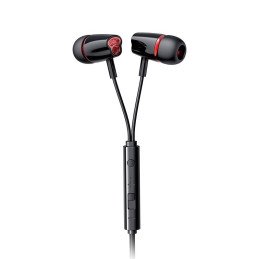 Į ausis įdedamos ausinės 3,5 mm mini lizdas su nuotolinio valdymo pultu ir juodu mikrofonu