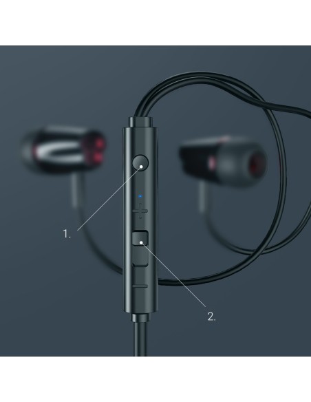 Į ausis įdedamos ausinės 3,5 mm mini lizdas su nuotolinio valdymo pultu ir juodu mikrofonu Į ausis įdedamos ausinės 3,5 mm mini lizdas su nuotolinio valdymo pultu ir juodu mikrofonu