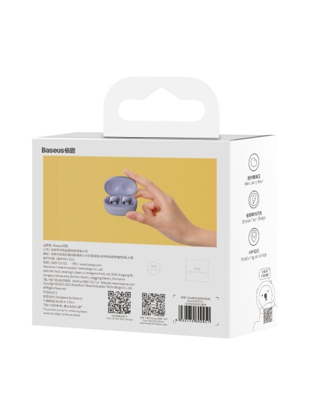 Belaidės ausinės TWS Bluetooth 5.2 vandeniui atsparios IP55 Bowie E2 violetinės spalvos Belaidės ausinės TWS Bluetooth 5.2 vandeniui atsparios IP55 Bowie E2 violetinės spalvos