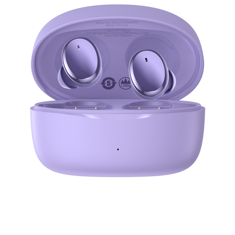 Belaidės ausinės TWS Bluetooth 5.2 vandeniui atsparios IP55 Bowie E2 violetinės spalvos