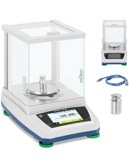 Analitiniai laboratoriniai svarstyklės su stikliniu dangteliu ir LCD jutikliniu skydeliu 200 g / 0,001 g Analitiniai laboratoriniai svarstyklės su stikliniu dangteliu ir LCD jutikliniu skydeliu 200 g / 0,001 g