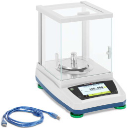 Analitiniai laboratoriniai svarstyklės su stikliniu dangteliu ir LCD jutikliniu skydeliu 200 g / 0,001 g