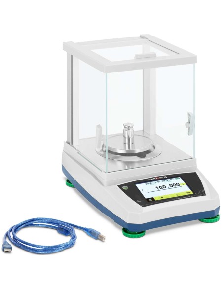 Analitiniai laboratoriniai svarstyklės su stikliniu dangteliu ir LCD jutikliniu skydeliu 200 g / 0,001 g Analitiniai laboratoriniai svarstyklės su stikliniu dangteliu ir LCD jutikliniu skydeliu 200 g / 0,001 g