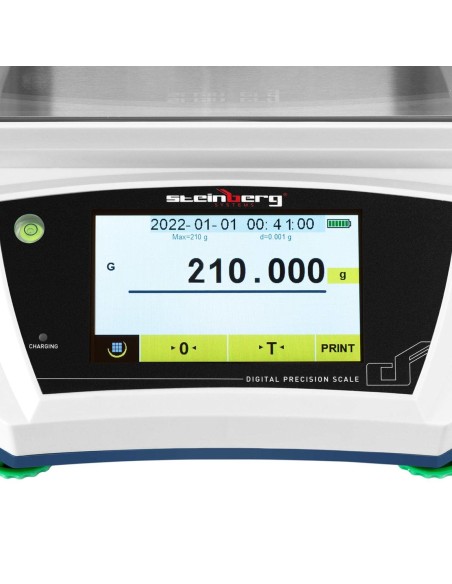 Analitiniai laboratoriniai svarstyklės su stikliniu dangteliu ir LCD jutikliniu skydeliu 200 g / 0,001 g Analitiniai laboratoriniai svarstyklės su stikliniu dangteliu ir LCD jutikliniu skydeliu 200 g / 0,001 g