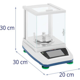 Analitiniai laboratoriniai svarstyklės su stikliniu dangteliu ir LCD jutikliniu skydeliu 200 g / 0,001 g