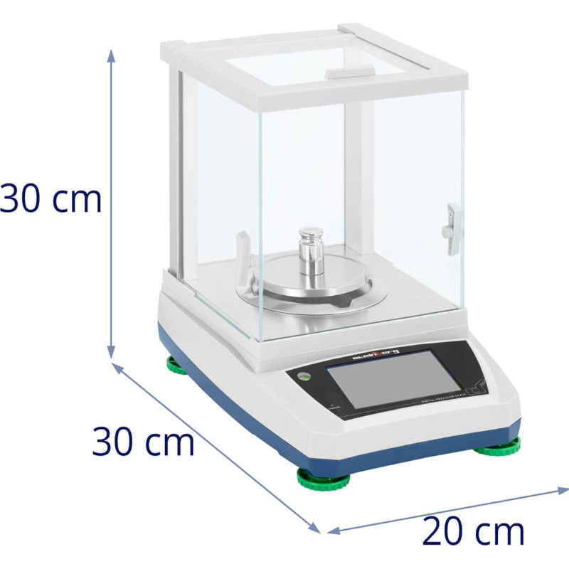 Analitiniai laboratoriniai svarstyklės su stikliniu dangteliu ir LCD jutikliniu skydeliu 200 g / 0,001 g